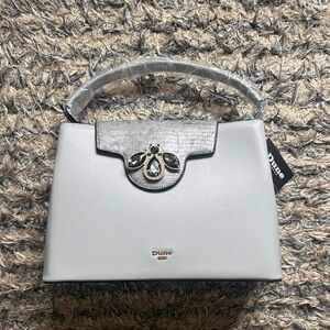 Dune London Pale Blue Satchel with Jewel Accent
